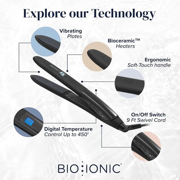 Bio Ionic 10X Styling Iron 1" Hair Straightener Moisturizing Heat Technology New - Picture 3 of 15